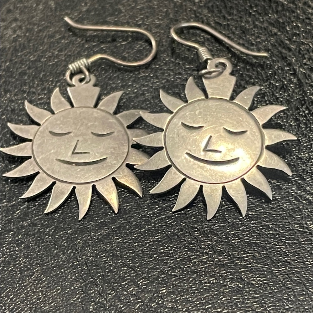 Taxco Silver Sunburst Earrings